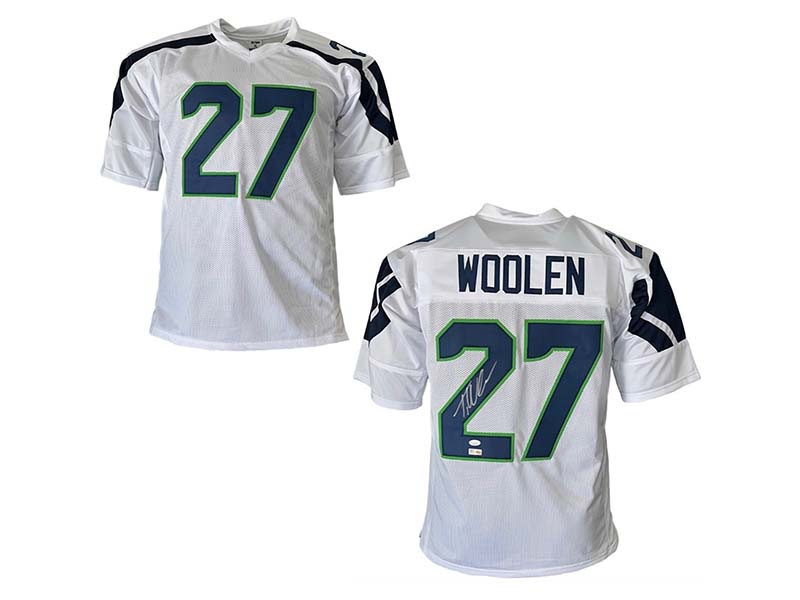 Tariq Woolen Autographed Seattle White Football Jersey JSA