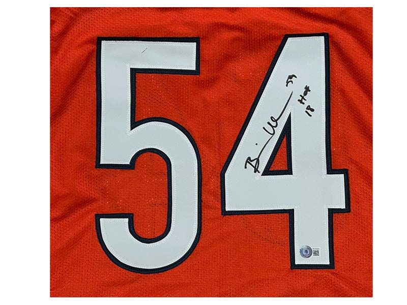 Brian Urlacher Autographed HOF 18 Inscription Chicago Orange Football Jersey Beckett
