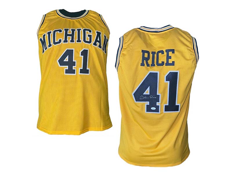 Glen Rice Autographed Signed Michigan College Yellow Basketball Jersey (JSA)