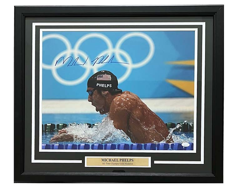 Michael Phelps Autographed USA Olympics Swimming 16x20 Framed Photo (JSA)