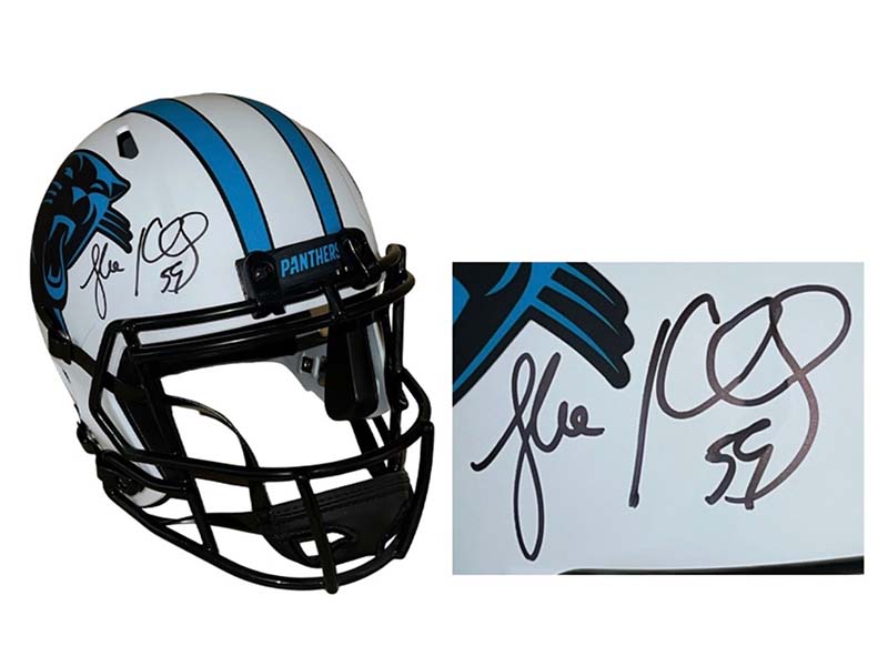 Luke Kuechly Signed Carolina Panthers Full Size Lunar Football Helmet Beckett