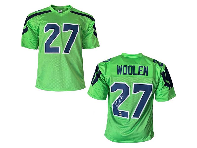 Tariq Woolen Autographed Seattle Neon Football Jersey JSA