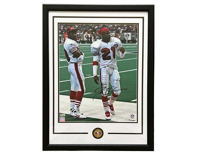 Deion Sanders Autographed 16x20 Framed Photo With Jerry Rice (Beckett)