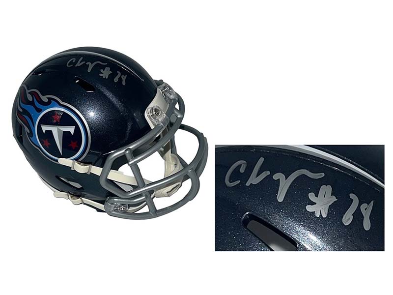 Chris Johnson Autographed Signed Tennessee Titans Speed Mini Blue Football Helmet (JSA)