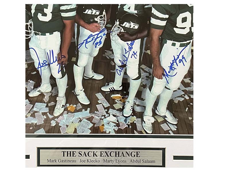 The Sack Exchange New York Jets Autographed 16x20 Framed Photo (Mark Gastineau, Joe Klecko, Abdul Salaam & Marty Lyons) JSA