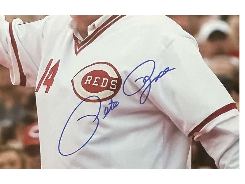 Pete Rose Autographed Cincinnati Reds 11x16 Framed Photo (JSA)