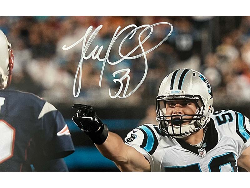 Luke Kuechly Autographed Carolina panthers 16x20 photo with Tom Brady Beckett