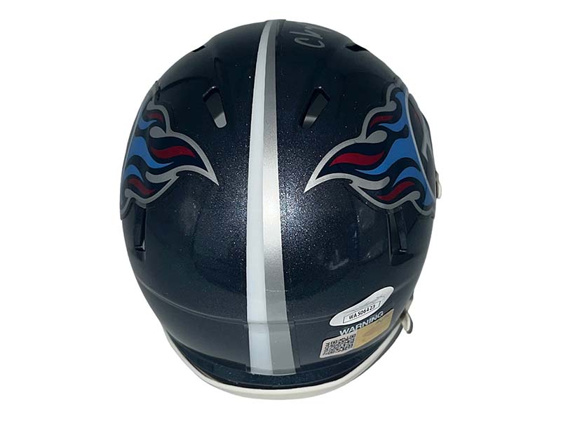 Chris Johnson Autographed Signed Tennessee Titans Speed Mini Blue Football Helmet (JSA)