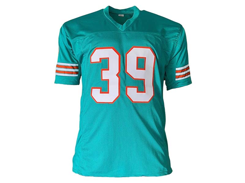 Larry Csonka Signed Autographed Pro Style Blue Turquoise Football Jersey (JSA)