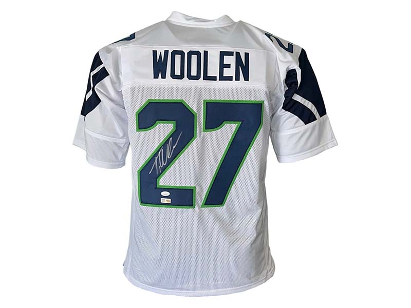 Tariq Woolen Autographed Seattle White Football Jersey JSA