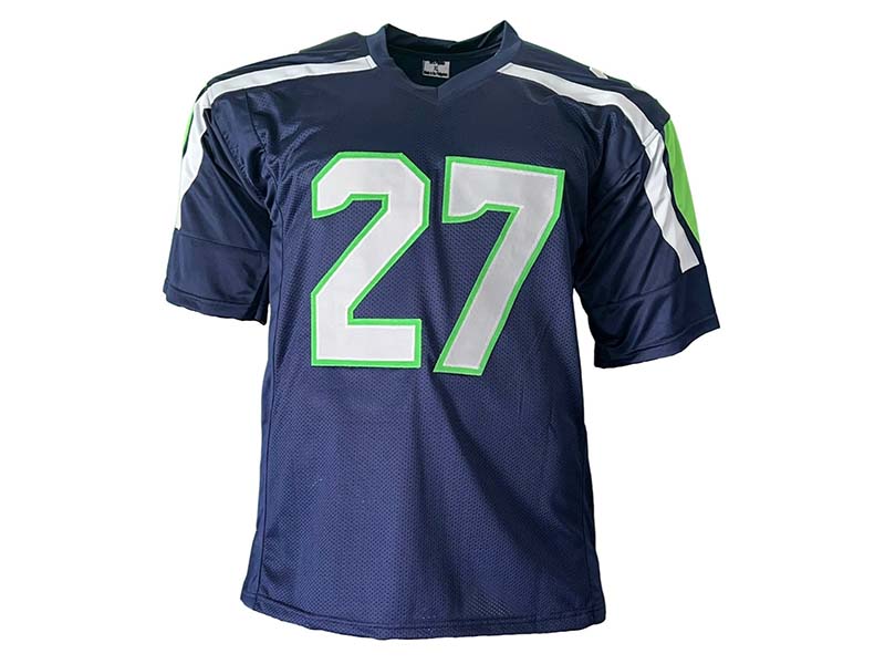 Tariq Woolen Autographed Seattle Blue Football Jersey JSA