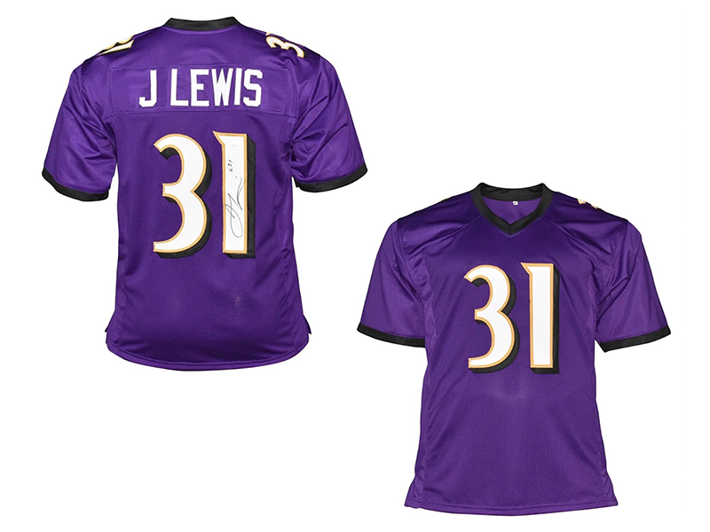 Jamal Lewis Autographed Baltimore Pro Purple Football Jersey (JSA)