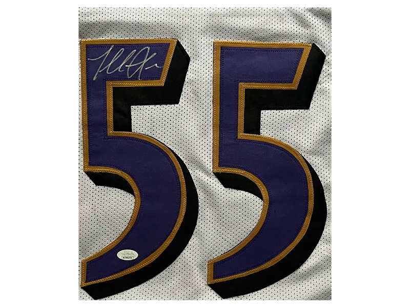 Terrell Suggs Autographed Baltimore Pro Style White Football Jersey (JSA)