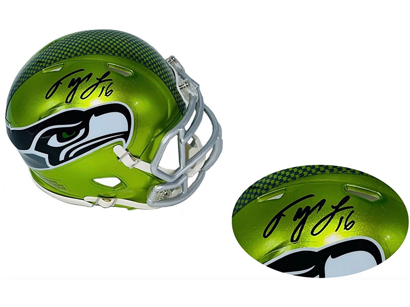 Tyler Lockett Autographed Seattle Seahawks Flash Mini Helmet (JSA)