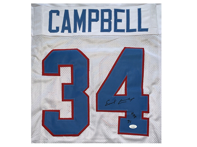 Earl Campbell Autographed HOF 91 Inscription Houston Pro White Football Jersey (JSA)