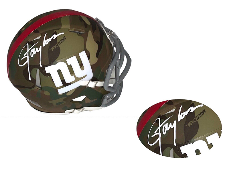 Lawrence Taylor Autographed New York Giants Camo Speed Mini Football Helmet (JSA)