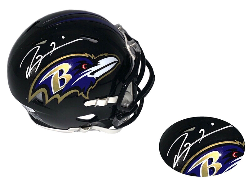 Ray Lewis Autographed Baltimore Ravens Speed Mini Football Helmet (JSA)