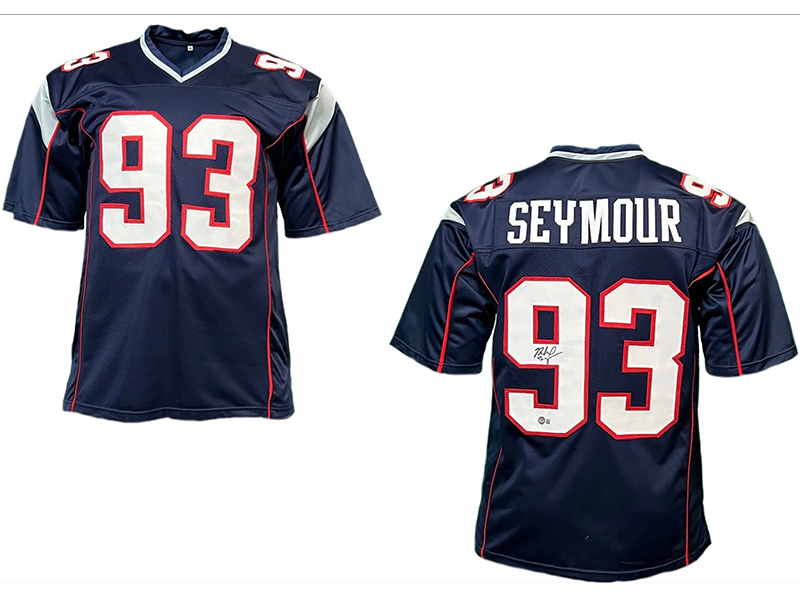 Richard Seymour Autographed New England Navy Blue Football Jersey ( Beckett )