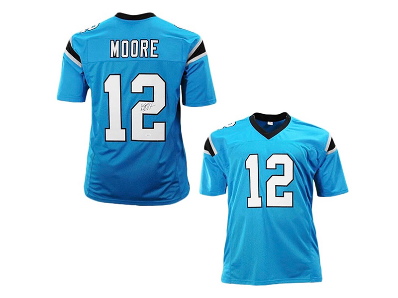 DJ Moore Autographed Carolina Pro Style Blue Football Jersey (Beckett)