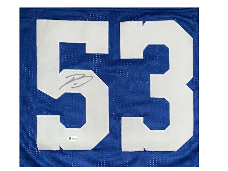 Darius Leonard Autographed Indianapolis Blue Football Jersey (JSA)