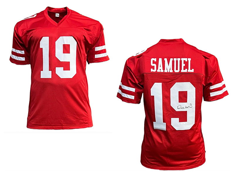 Deebo Samuel Autographed Pro Style Red Football Jersey (JSA)