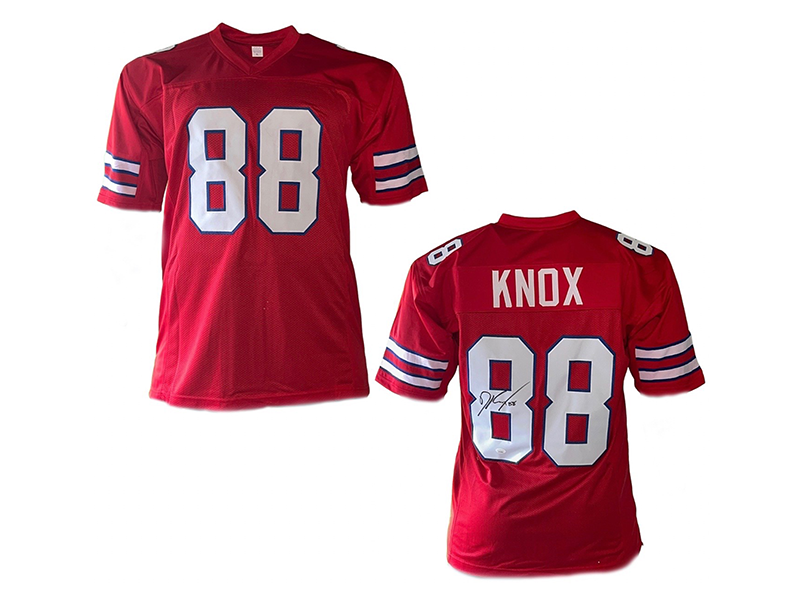 Dawson Knox Autographed Pro Style Red Football Jersey (JSA)