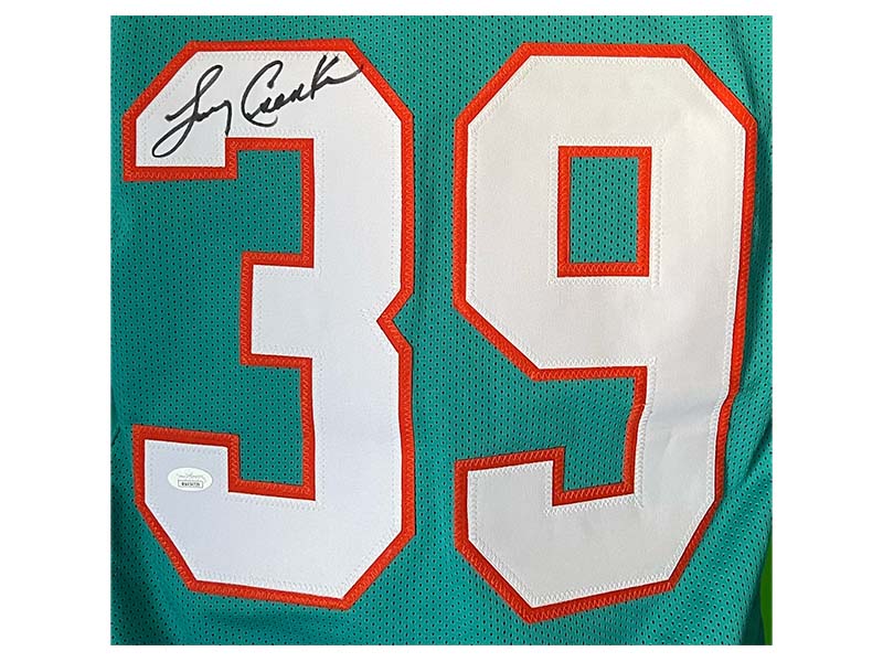 Larry Csonka Signed Autographed Pro Style Blue Turquoise Football Jersey (JSA)