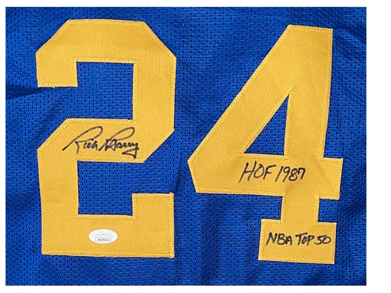 Rick Barry Autographed HOF 1987 Top 50 Inscription San Francisco Blue Basketball Jersey JSA