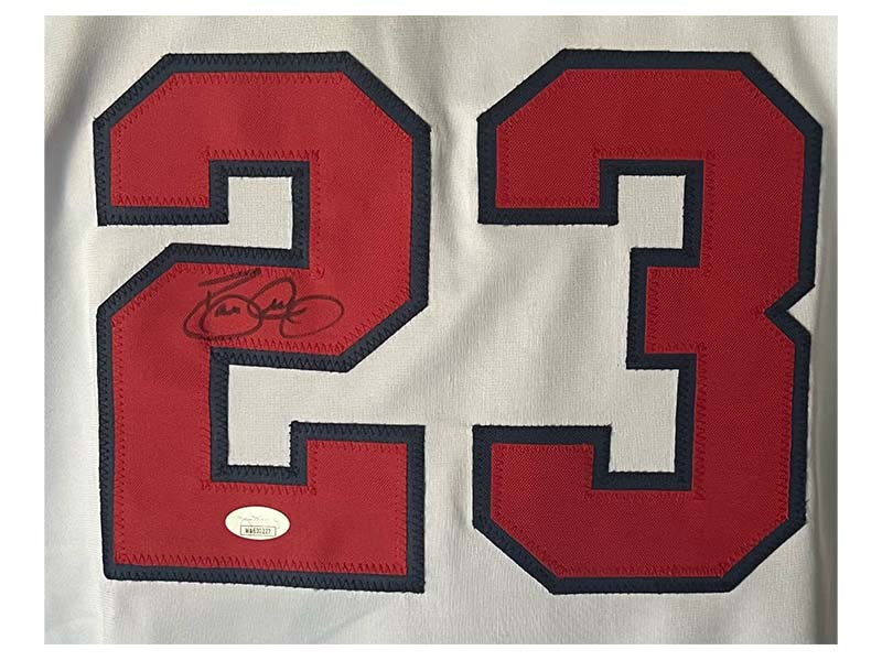 David Justice Autographed Signed Atlanta White Baseball Jersey (JSA)