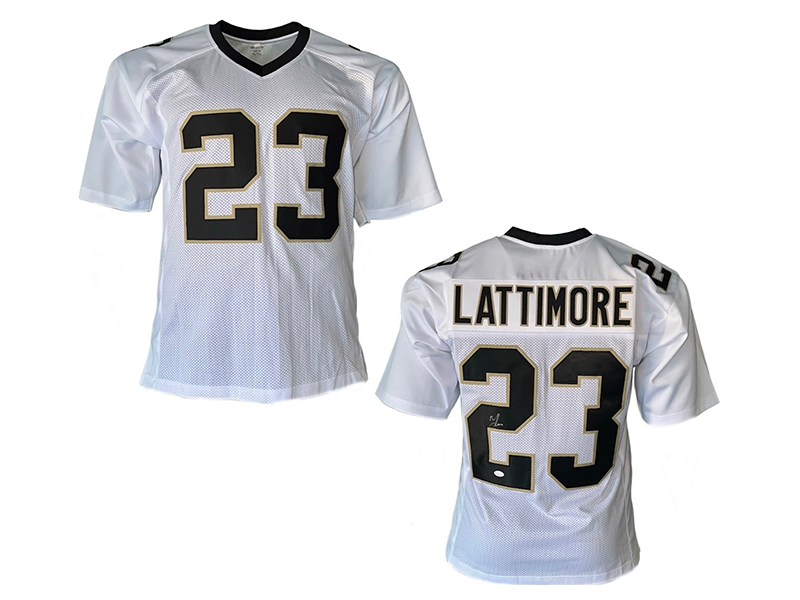 Marshon Lattimore Autographed Pro Style White Football Jersey (JSA)