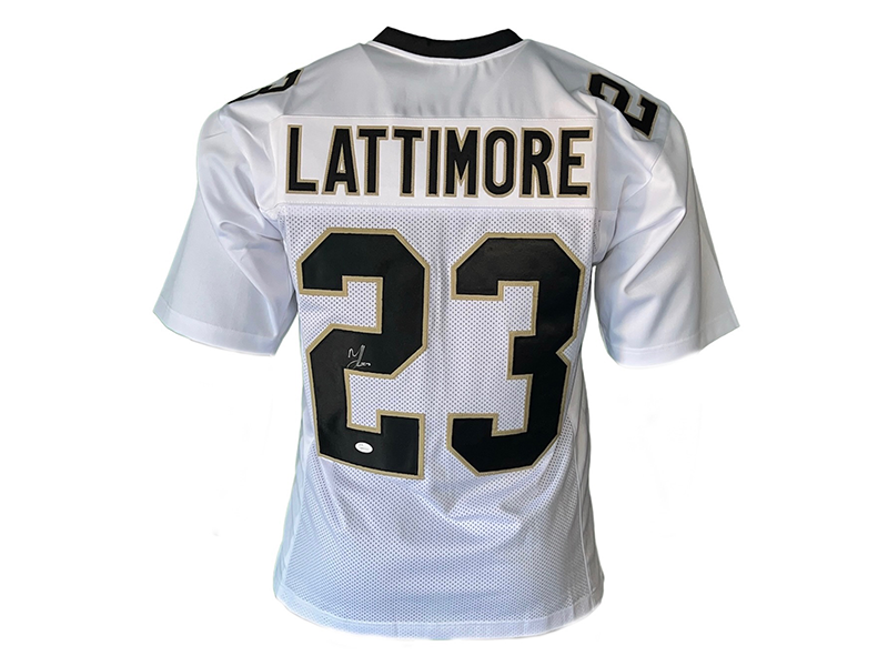 Marshon Lattimore Autographed Pro Style White Football Jersey (JSA)