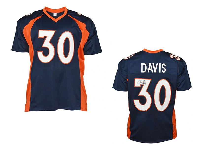 Terrell Davis Autographe HOF 17 Inscription Denver Pro Blue Football Jersey(JSA)