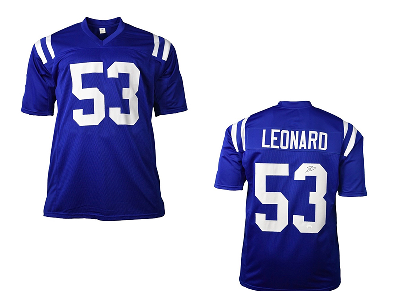Darius Leonard Autographed Indianapolis Blue Football Jersey (JSA)