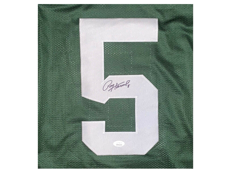 Paul Hornung Autographed Pro Style Football Jersey Green (JSA)