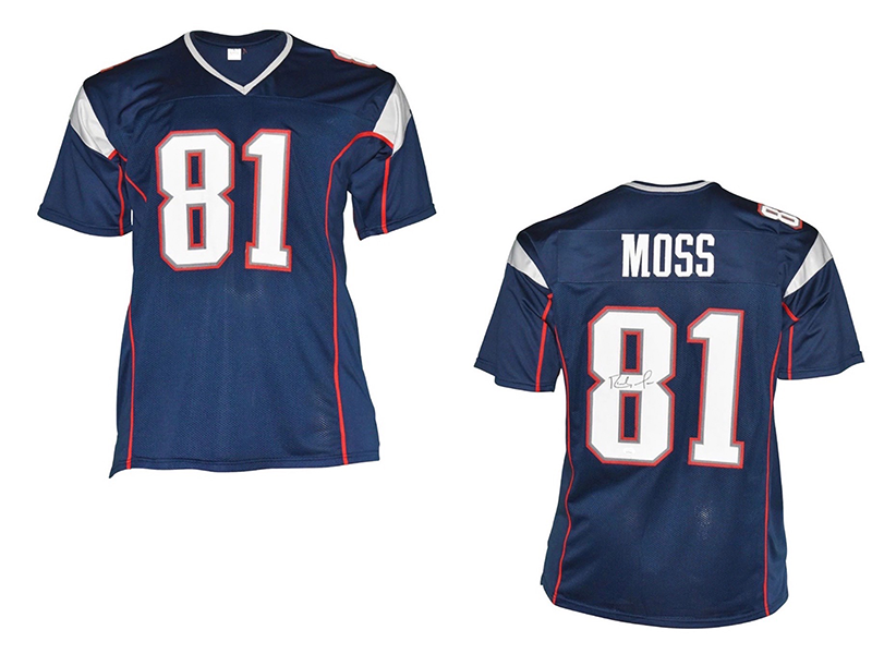 Randy Moss Autographed Pro Style Navy Blue Jersey JSA