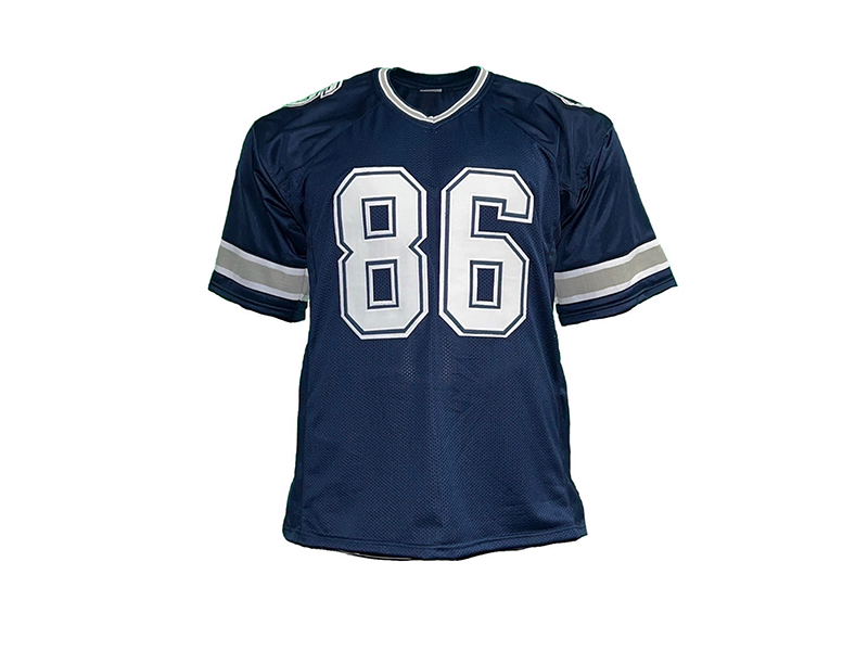 Dalton Schultz Autographed Pro Style Blue Football Jersey JSA