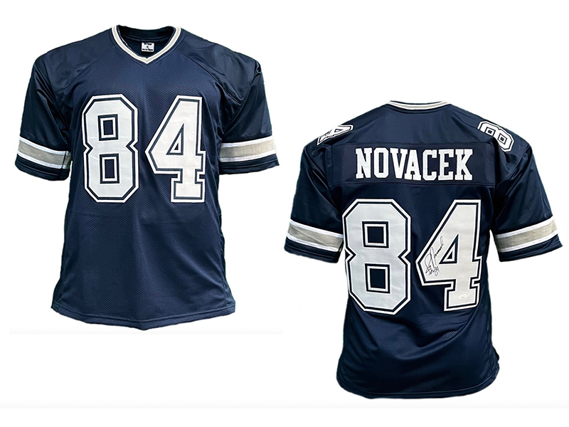 Jay Novacek Autographed Pro Style Blue Football Jersey (JSA)