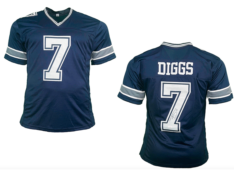 Trevon Diggs Autographed Blue Pro Style Football Jersey JSA