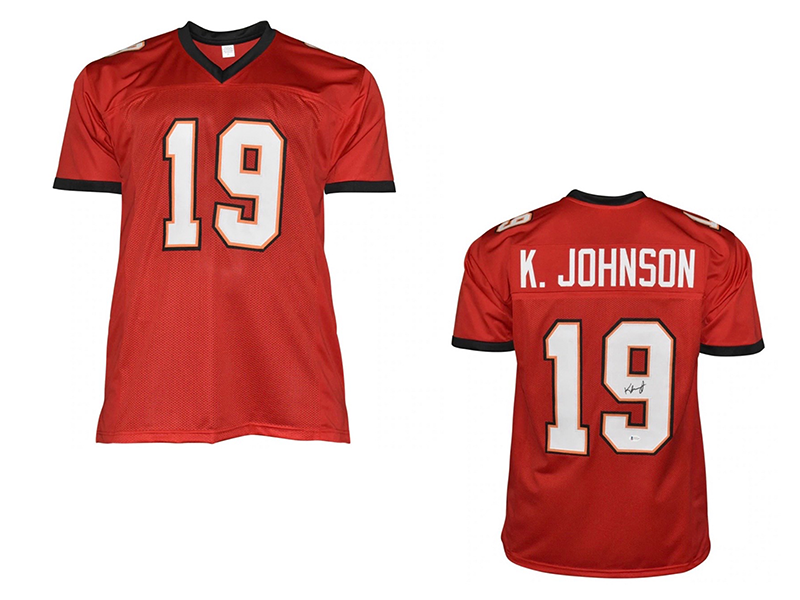 Keyshawn Johnson Autographed Tampa Bay Pro Red Football Jersey (Beckett)