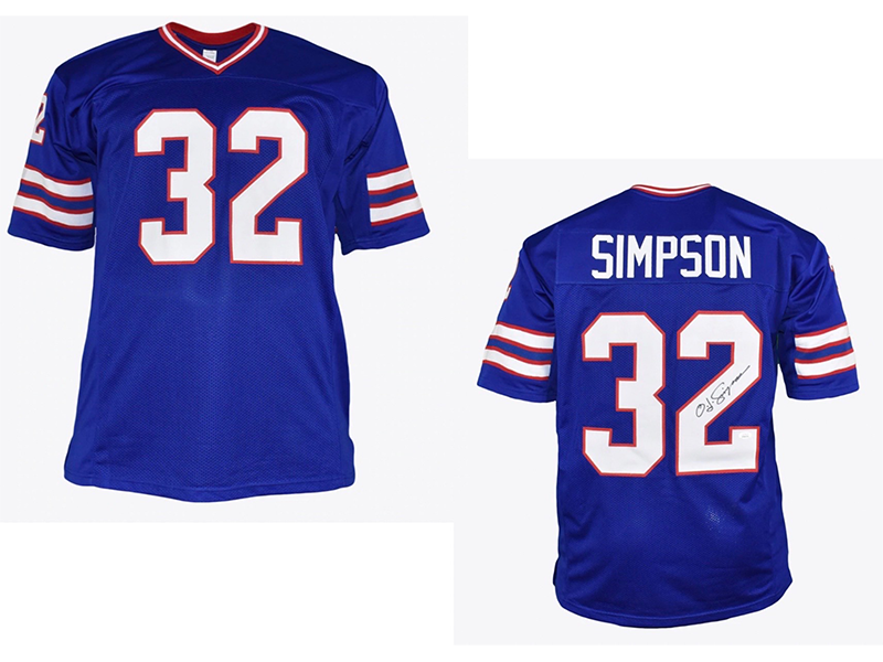 OJ Simpson Autograhed Pro-Style Blue Football Jersey (JSA)