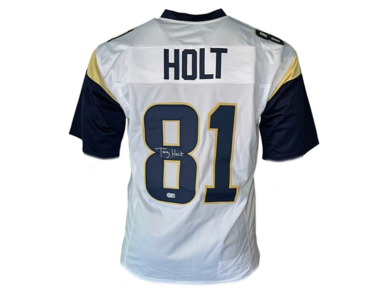 Torry Holt Autographed Pro Style White Football Jersey (Beckett)