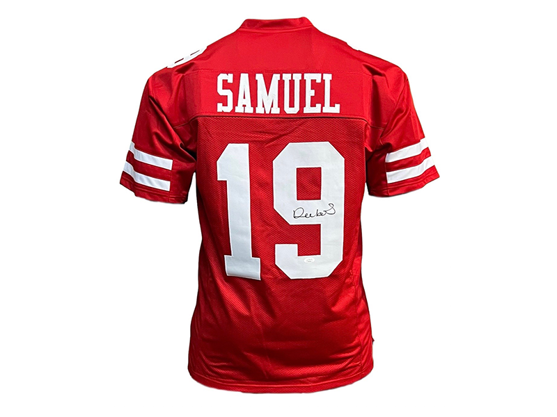 Deebo Samuel Autographed Pro Style Red Football Jersey (JSA)