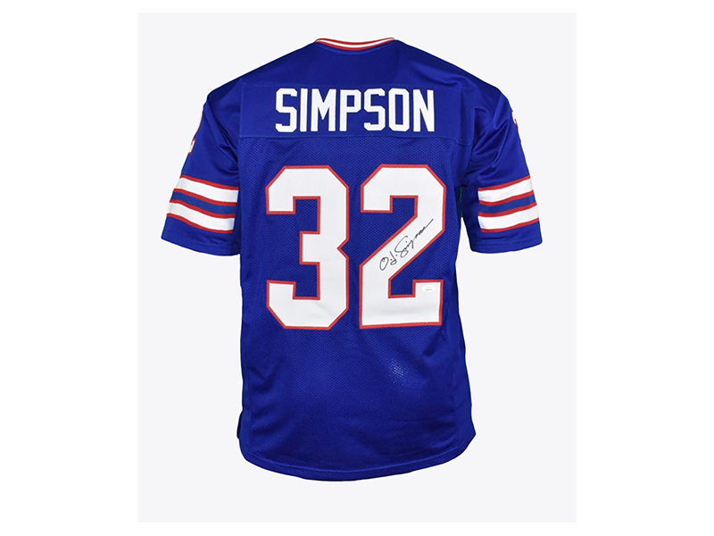 OJ Simpson Autograhed Pro-Style Blue Football Jersey (JSA)