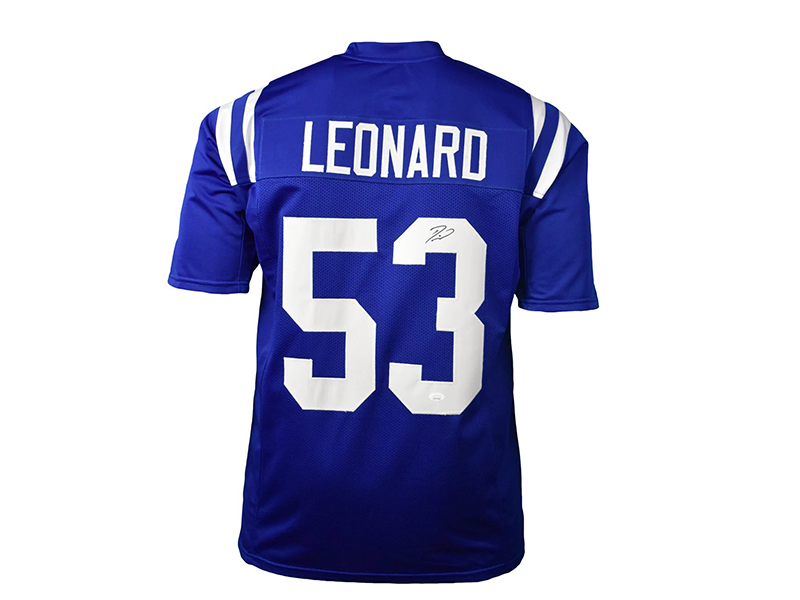 Darius Leonard Autographed Indianapolis Blue Football Jersey (JSA)