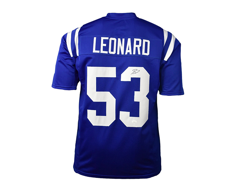 Darius Leonard Autographed Blue Pro Style Football Jersey (JSA)
