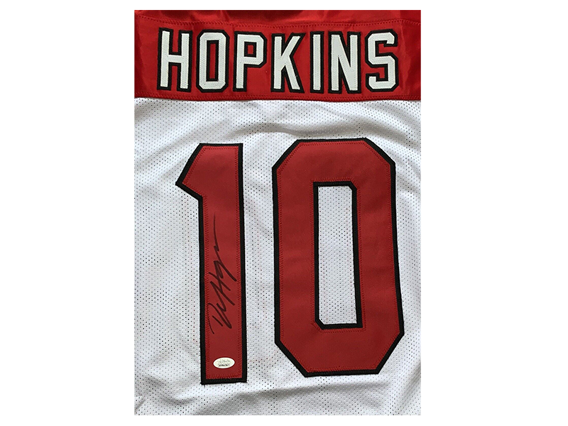 DeAndre Hopkins Autographed Arizona White & Red Football Jersey (JSA)