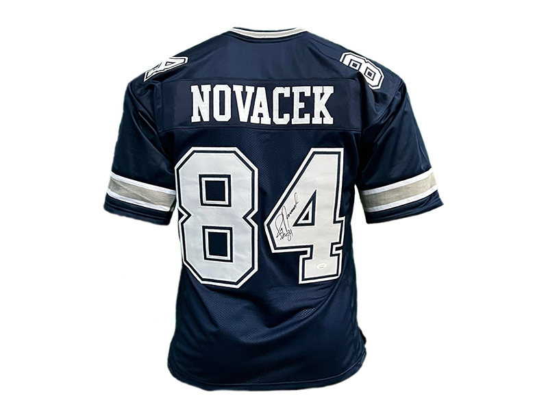 Jay Novacek Autographed Pro Style Blue Football Jersey (JSA)