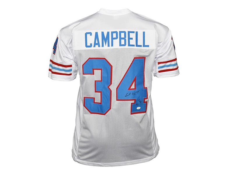 Earl Campbell Autographed HOF 91 Inscription Houston Pro White Football Jersey (JSA)