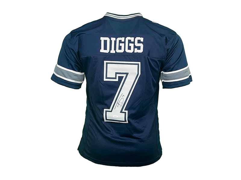 Trevon Diggs Autographed Blue Pro Style Football Jersey JSA