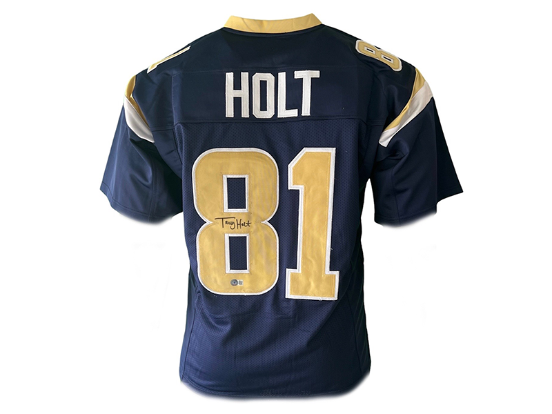 Torry Holt Autographed St Louis Pro Blue Football Jersey (Beckett)